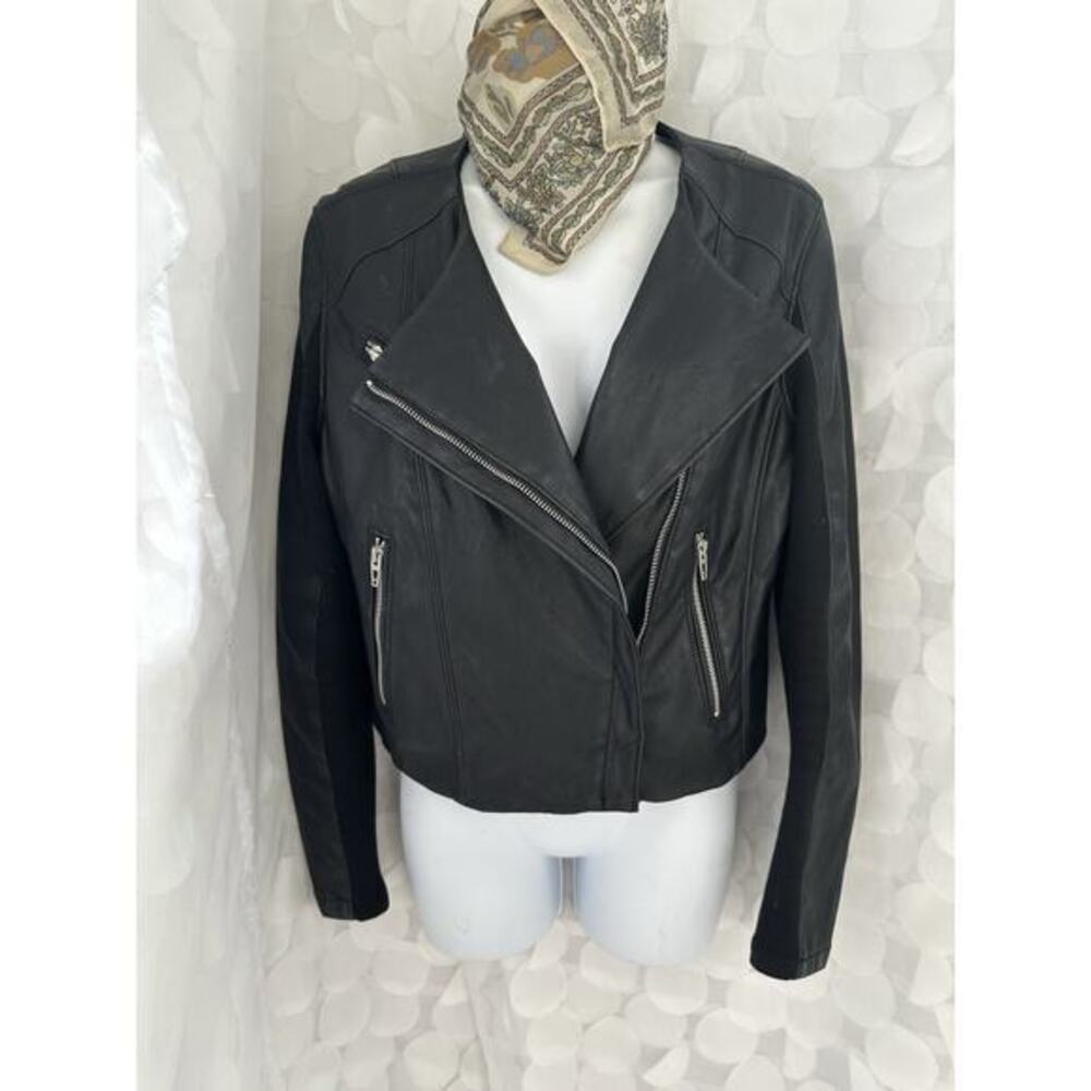 Blank NYC VEGAN Leather Black Medium Asymmetric Zip Moto Biker Jacket ZIPPERS